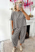 Loose Leopard Print Drawstring Wide Leg Barrel Pant Sets