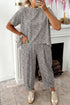 Loose Leopard Print Drawstring Wide Leg Barrel Pant Sets