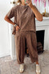 Loose Leopard Print Drawstring Wide Leg Barrel Pant Sets