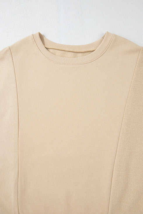 Loose Patchwork Crewneck Plus Size Sweatshirt