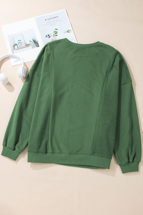 Loose Patchwork Crewneck Plus Size Sweatshirt