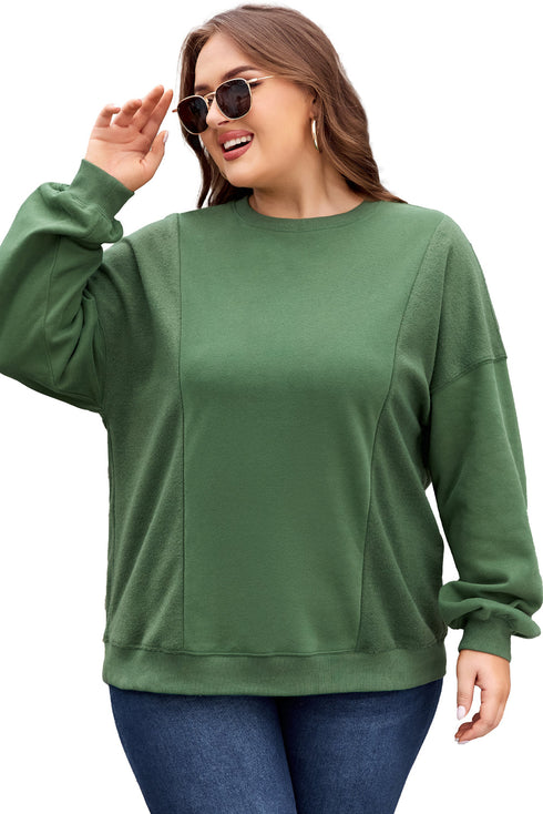 Loose Patchwork Crewneck Plus Size Sweatshirt