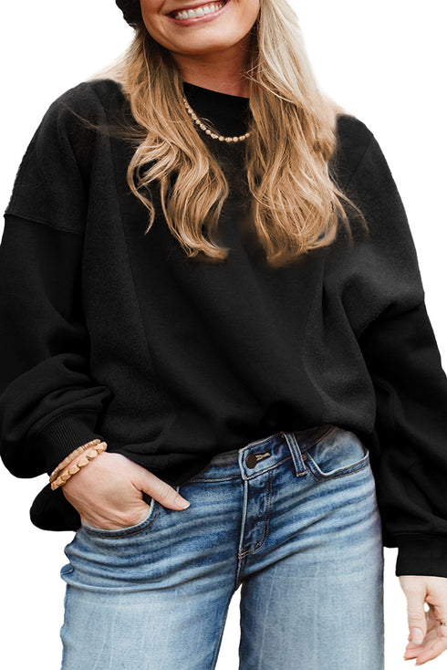 Loose Patchwork Crewneck Plus Size Sweatshirt