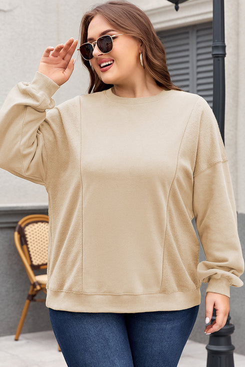 Loose Patchwork Crewneck Plus Size Sweatshirt