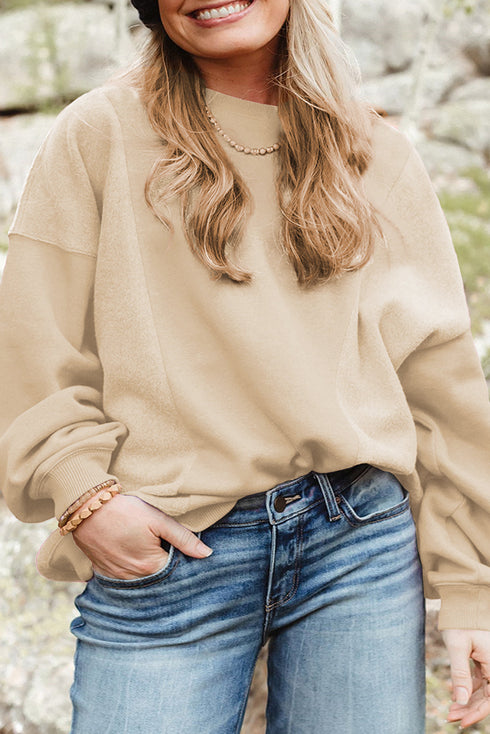 Loose Patchwork Crewneck Plus Size Sweatshirt