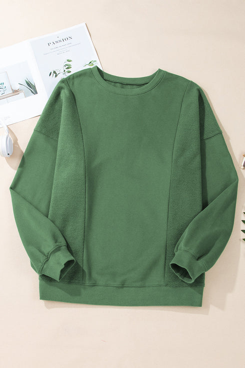 Loose Patchwork Crewneck Plus Size Sweatshirt