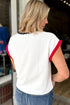Loose Sequin Color Block Trim Letter Print T Shirt