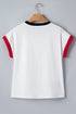 Loose Sequin Color Block Trim Letter Print T Shirt