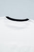 Loose Sequin Color Block Trim Letter Print T Shirt