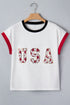 Loose Sequin Color Block Trim Letter Print T Shirt