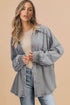 Loose Waffle Knit Patchwork Exposed Seam Shirt Jacket