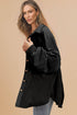 Loose Waffle Knit Patchwork Exposed Seam Shirt Jacket