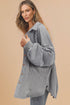 Loose Waffle Knit Patchwork Exposed Seam Shirt Jacket