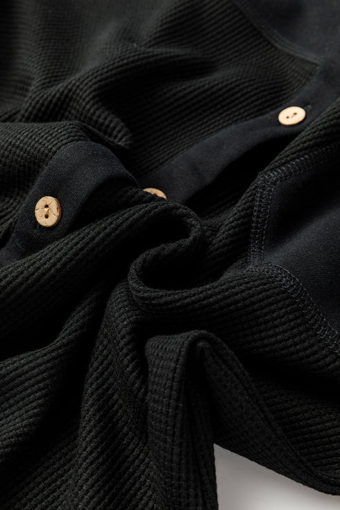 Loose Waffle Knit Patchwork Exposed Seam Shirt Jacket