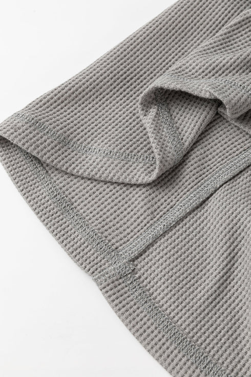 Loose Waffle Knit Patchwork Exposed Seam Shirt Jacket