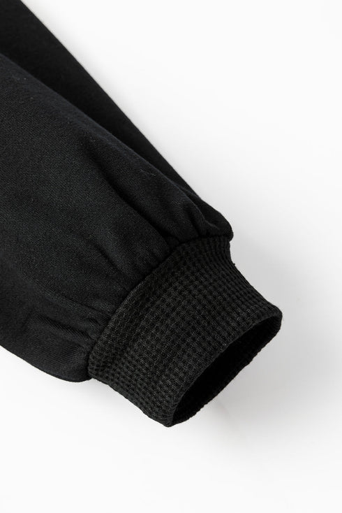 Loose Waffle Knit Patchwork Exposed Seam Shirt Jacket