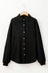 Loose Waffle Knit Patchwork Exposed Seam Shirt Jacket
