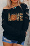 Love Graphic Cutout Sleeve Pullover Top