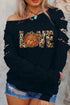 Love Graphic Cutout Sleeve Pullover Top