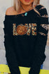 Love Graphic Cutout Sleeve Pullover Top