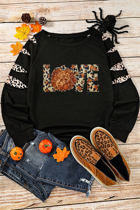 Love Graphic Cutout Sleeve Pullover Top