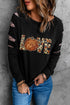 Love Graphic Cutout Sleeve Pullover Top