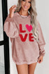 Love Graphic Patch Textured Corduroy Pullover Sweatshirt