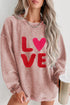 Love Graphic Patch Textured Corduroy Pullover Sweatshirt