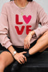 Love Graphic Patch Textured Corduroy Pullover Sweatshirt
