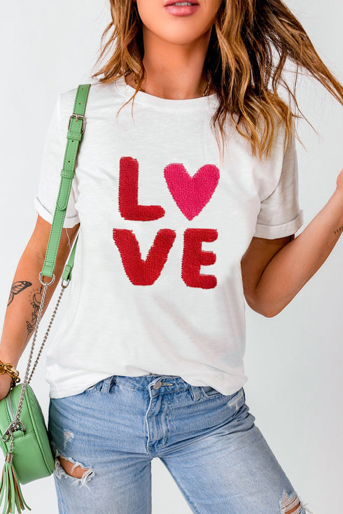 Love Graphic Print Short Sleeve T Shirt