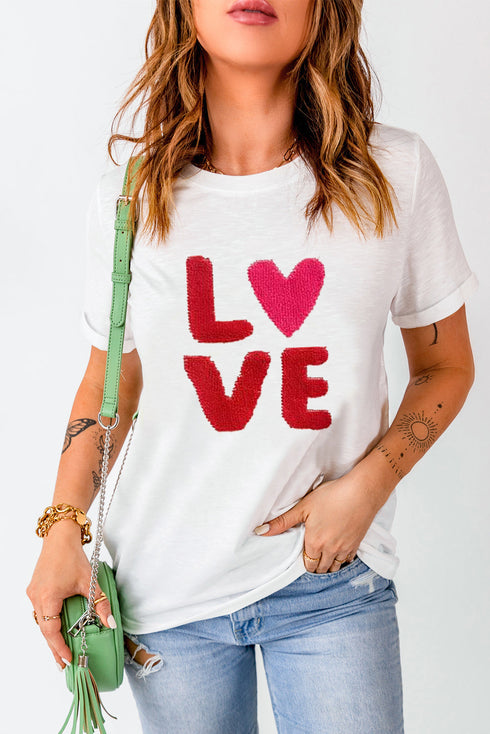 Love Graphic Print Short Sleeve T Shirt