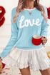 Love Graphic Stitch Detail Crew Neck Sweater
