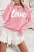Love Graphic Stitch Detail Crew Neck Sweater