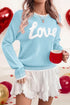 Love Graphic Stitch Detail Crew Neck Sweater