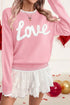 Love Graphic Stitch Detail Crew Neck Sweater