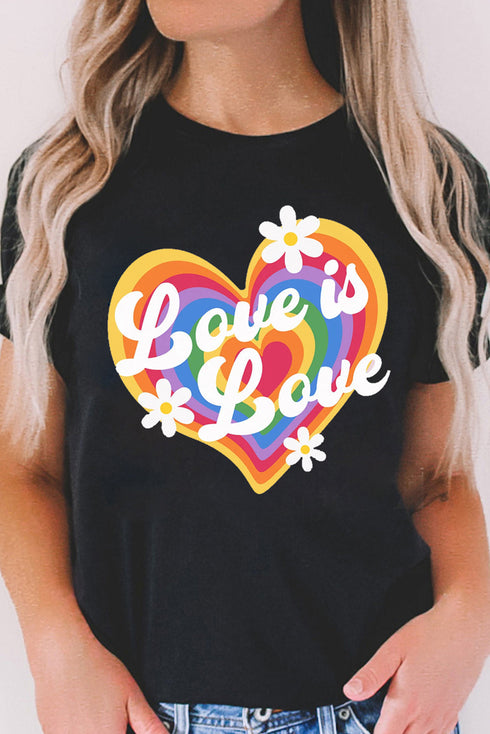 Love Is Love Graphic Heart Crew Neck Tee