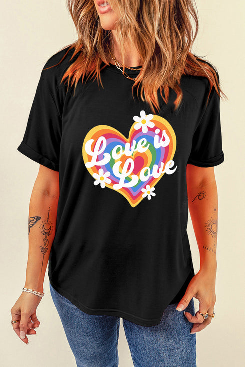Love Is Love Graphic Heart Crew Neck Tee
