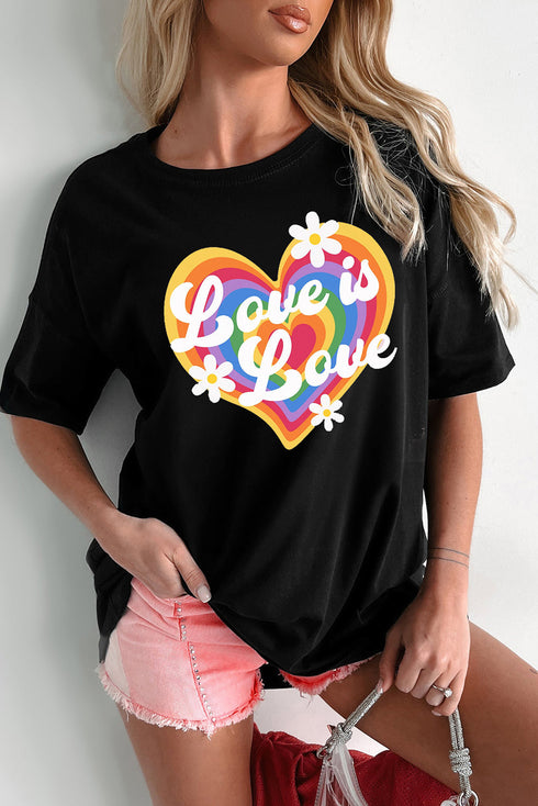 Love Is Love Graphic Heart Crew Neck Tee