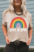 Love Is Love Rainbow Heart Graphic Print Casual Short Sleeve Tee Shirt