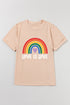 Love Is Love Rainbow Heart Graphic Print Casual Short Sleeve Tee Shirt