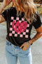 Love Lettering Checkered Print Short Sleeve Graphic Tee