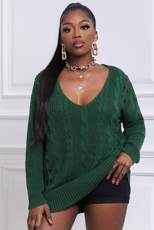 Love Letters Cable Knit Lace Up Sweater