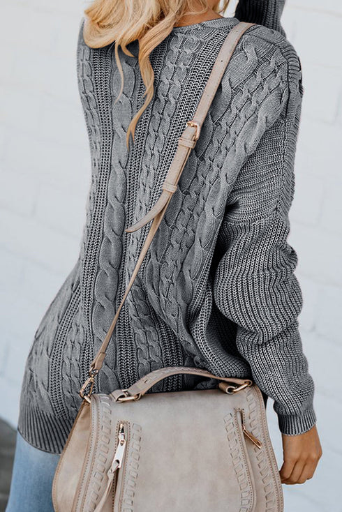 Love Letters Cable Knit Lace Up Sweater