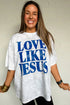 Love Like Jesus Camouflage Print Letter Graphic Tee