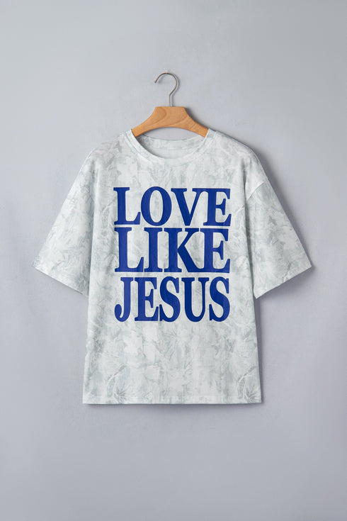 Love Like Jesus Camouflage Print Letter Graphic Tee
