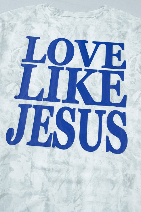 Love Like Jesus Camouflage Print Letter Graphic Tee