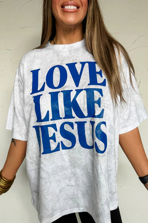 Love Like Jesus Camouflage Print Letter Graphic Tee