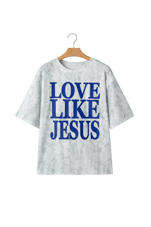 Love Like Jesus Camouflage Print Letter Graphic Tee