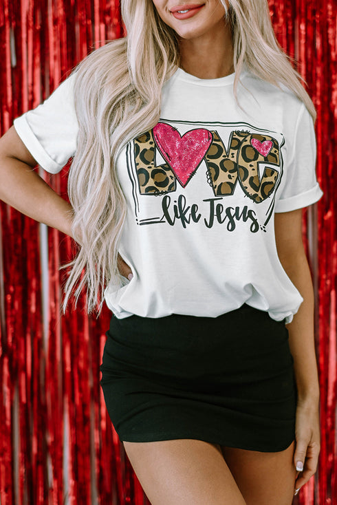 Love Like Jesus Graphic Print Crew Neck Tee