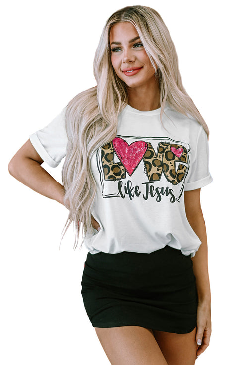 Love Like Jesus Graphic Print Crew Neck Tee
